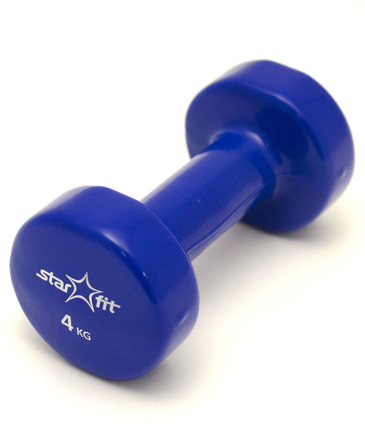 Гантель виниловая STARFIT DB-101 4 кг, темно-синяя (1 шт.) 1/4