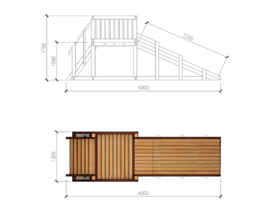 Зимняя горка ЗИМА WOOD-1 Савушка (скат 2,3 м)