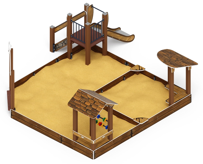 Песочный дворик с горкой (H=750) (Коричневый) ИО 6.01.05-02