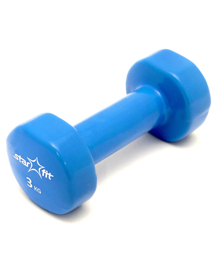 Гантель виниловая STARFIT DB-101 3 кг, синяя (1 шт.) 1/6