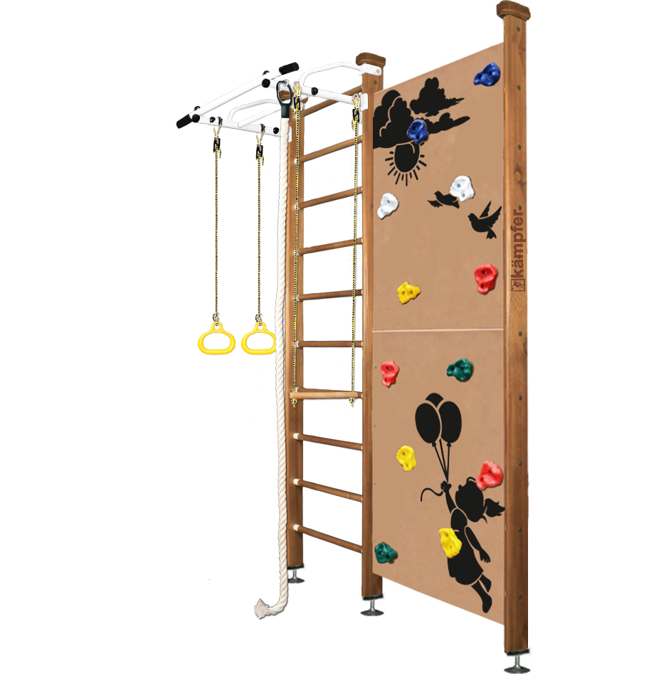 Шведская стенка Kampfer Jungle Ceiling Girl (№2 Ореховый Высота 3 м белый турник)