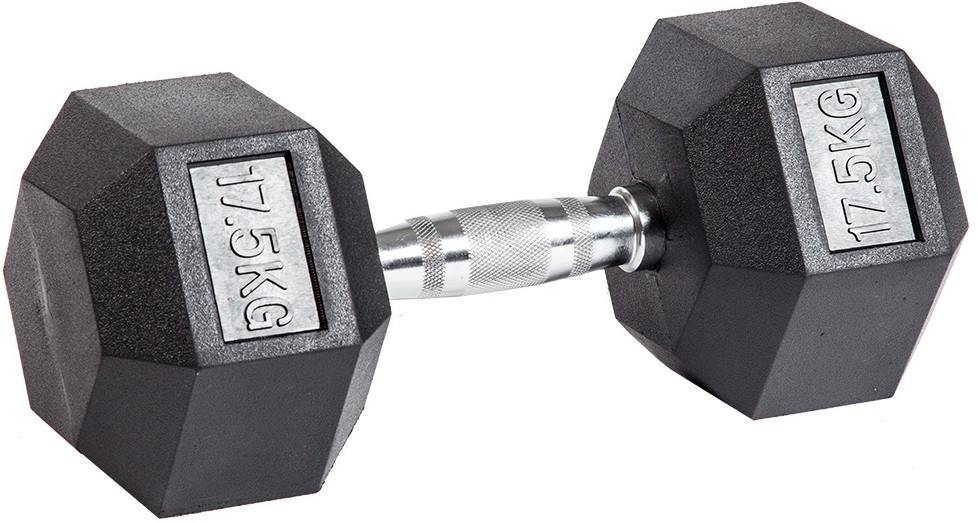 Гантель гексагональная обрезиненная 17,5 кг