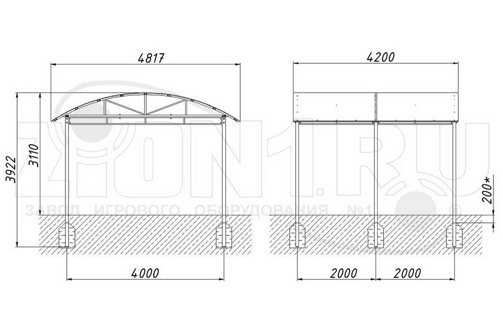 Навес ZION для тренажеров 4800х4200х3100 (ТН060)