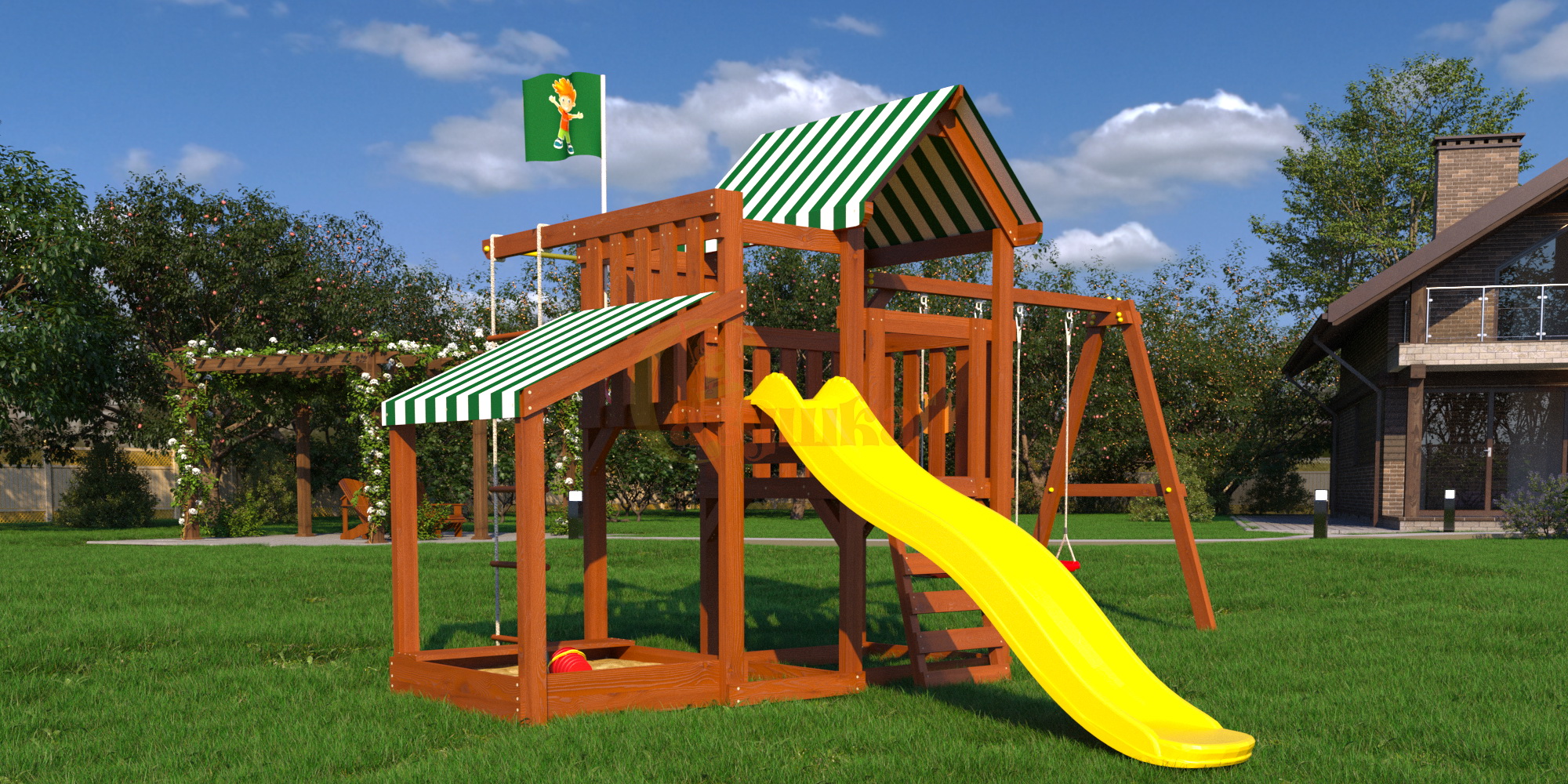 Детская площадка Савушка TooSun 3Plus с песочницей