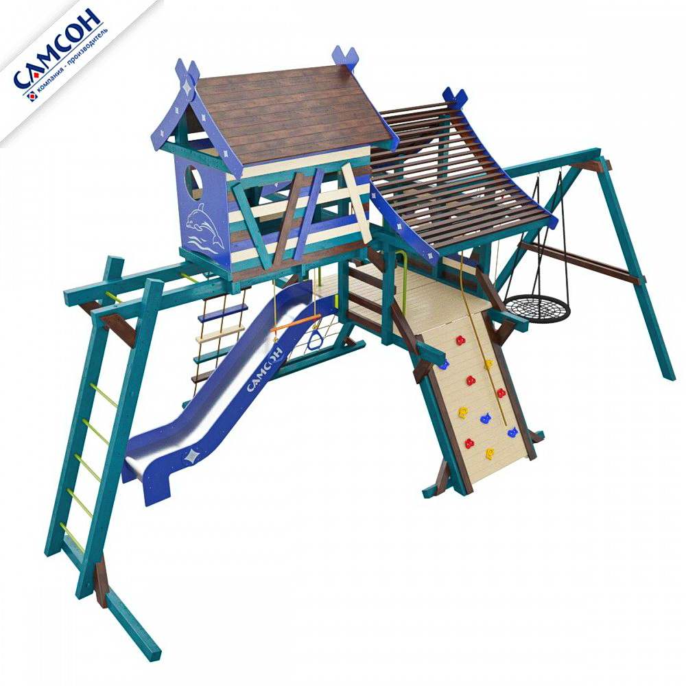 Детская деревянная игровая площадка ХИЖИНА САНТОРИНИ Самсон