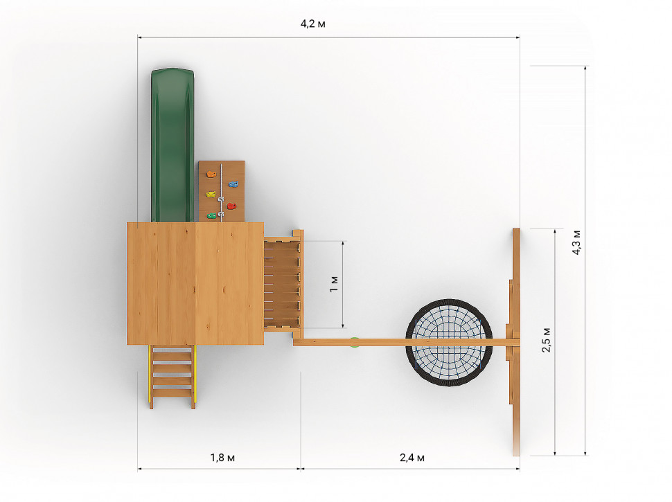 Детская игровая площадка Антошка с гнездом (окрашенная)