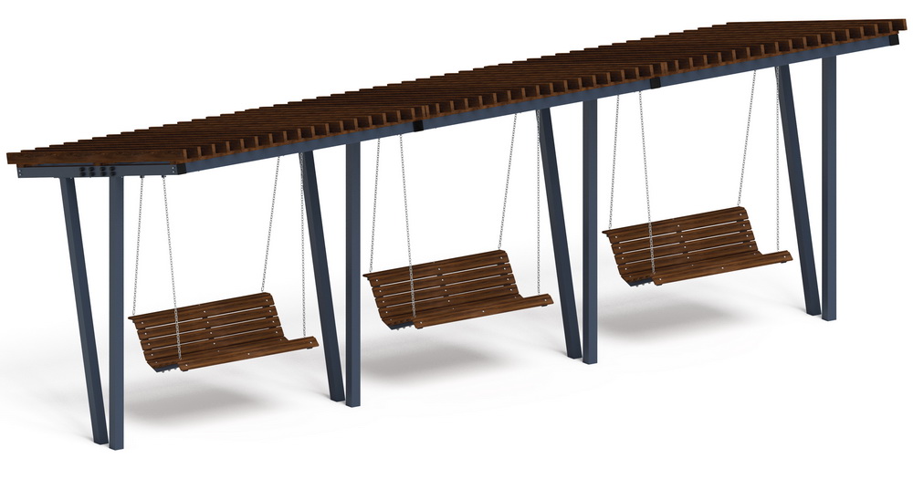 Пергола Тент с качелями (наклонная) МФ 78.03.03-01 /без поликарбоната/