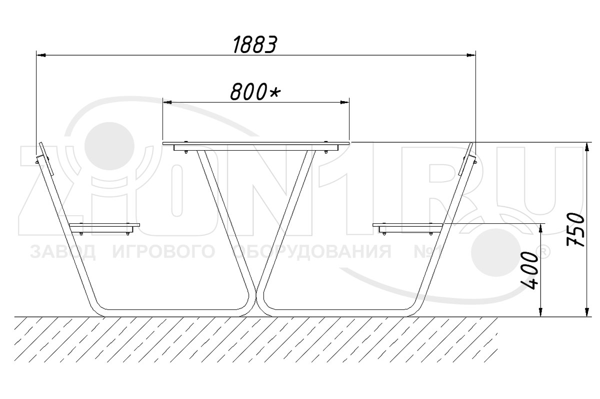 Стол уличный со скамьями ZION М4 СП243