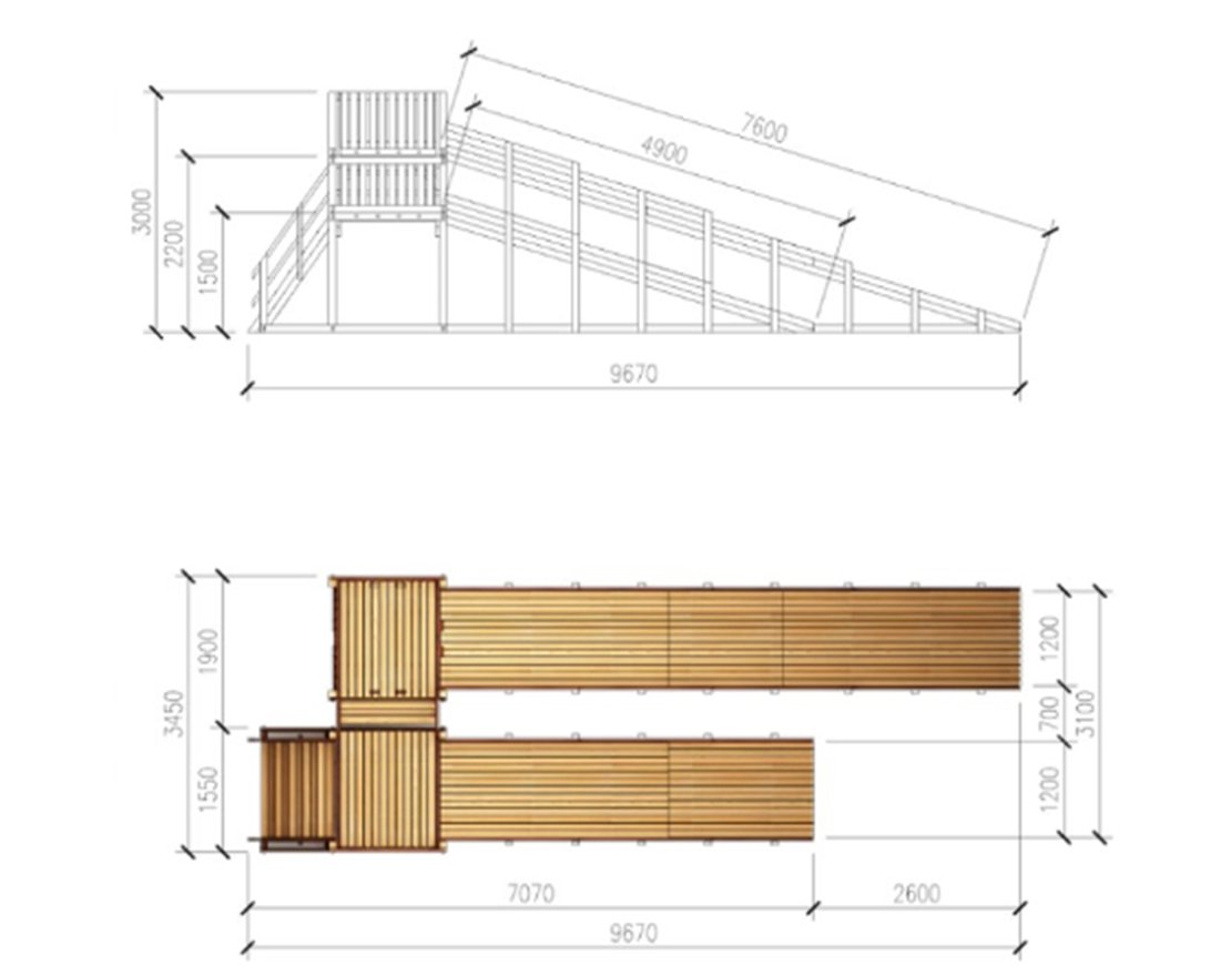 Зимняя горка ЗИМА WOOD-7 Савушка (скаты 5 и 8 м)