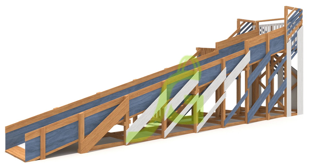 Зимняя деревянная горка Snow Fox, скат 10 м, мод.4