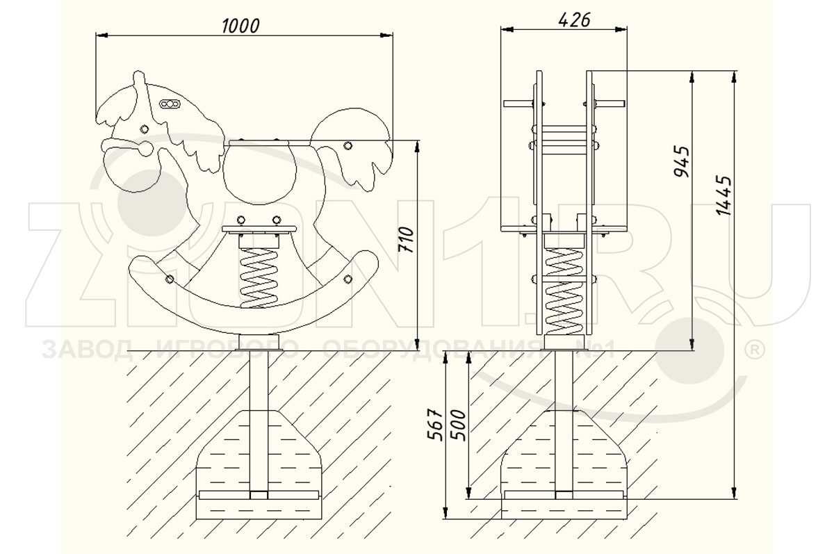 Качалка на пружине ZION Пони