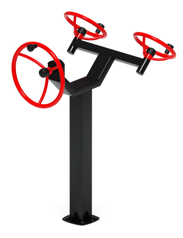 Тренажер уличный РУЛИ (3 руля положение стоя) красный СТ 103-11