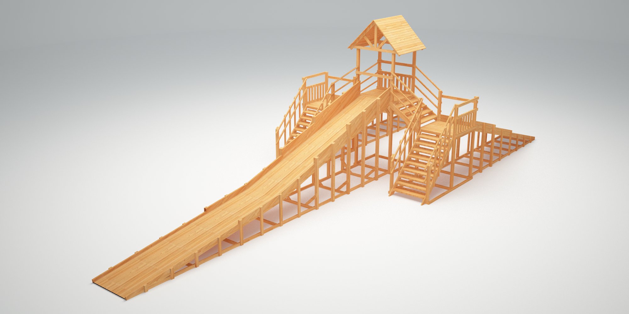 Зимняя горка ЗИМА WOOD-11 Савушка (скаты 6+6+12 м)