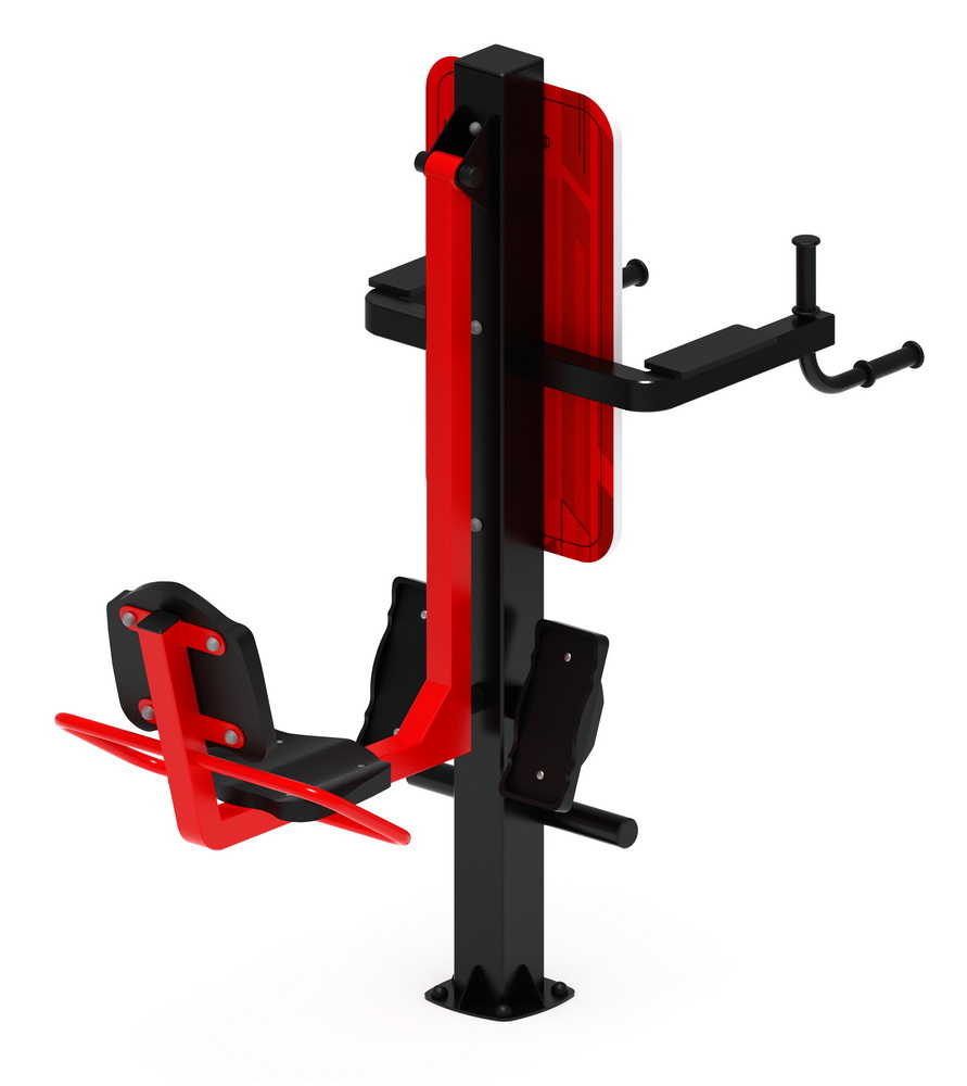 Тренажер уличный ЖИМ НОГАМИ + БРУСЬЯ (красный) СТ 023-11