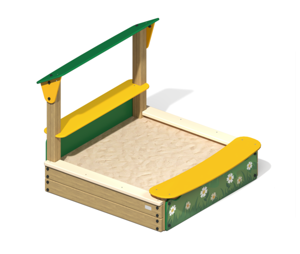 Песочница для детской площадки Ромашковое поле с навесом ПС-30