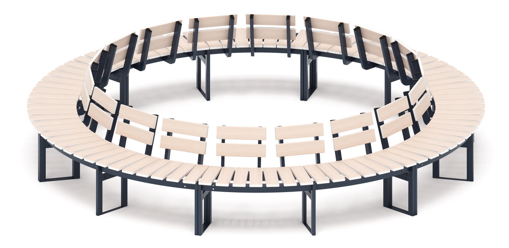 Модульная скамья радиальная (беленый дуб) МФ 42.01.27-01