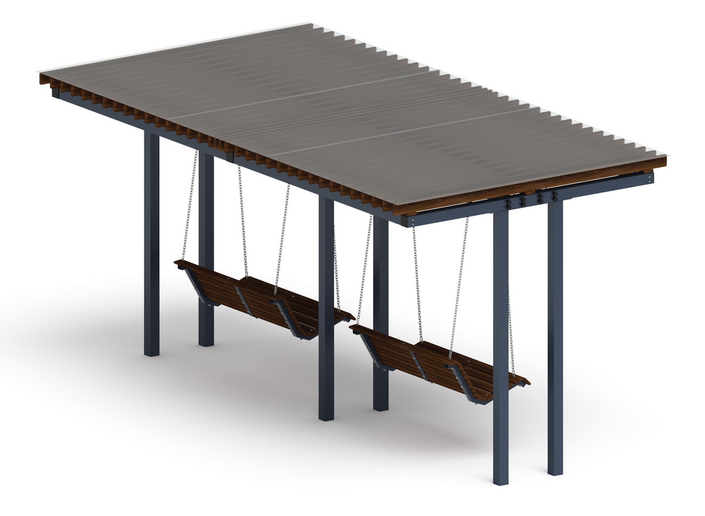 Пергола Тент с качелями (прямая) МФ 78.04.02 /с поликарбонатом/