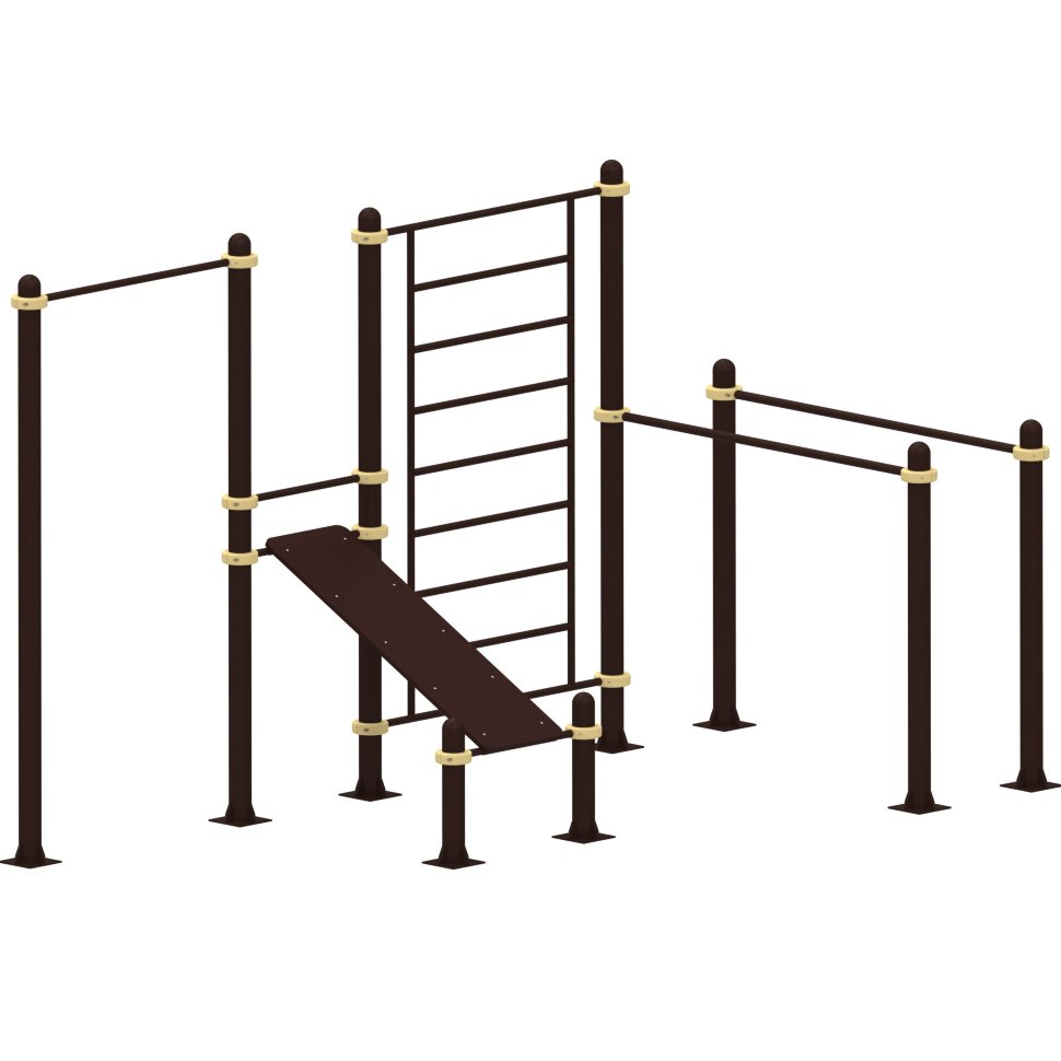 Комплекс из брусьев, турника, шведской стенки и наклонной лавки для пресса  Air-Gym YSK70