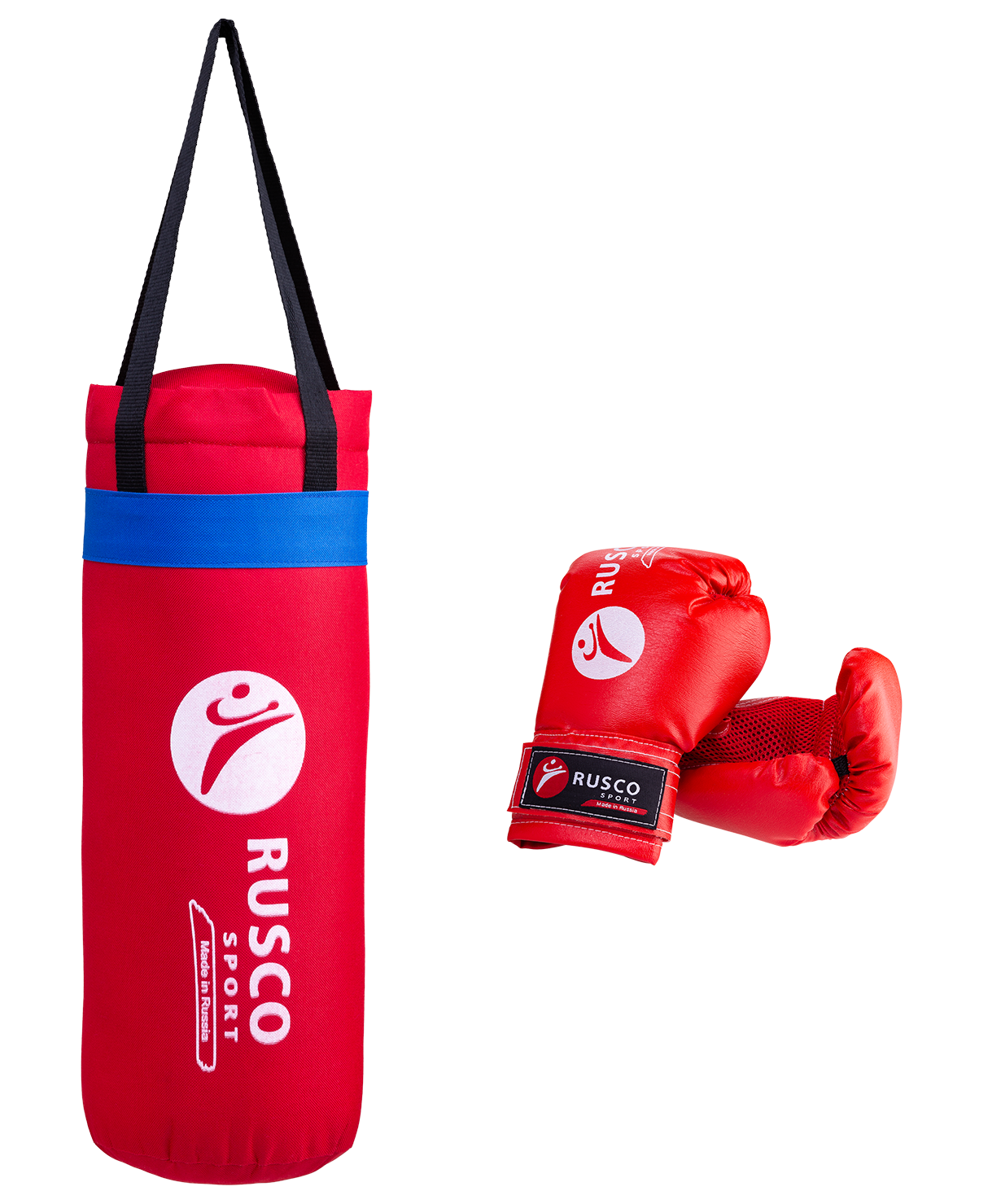 Набор для бокса Rusco, 6oz, кожзам, красный