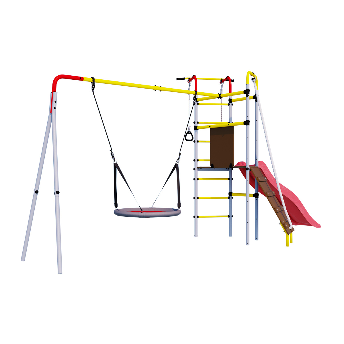 Детский спортивный комплекс для дачи Romana R.103.09.04 + 1.D-26.03 Островок Плюс (качели гнездо)