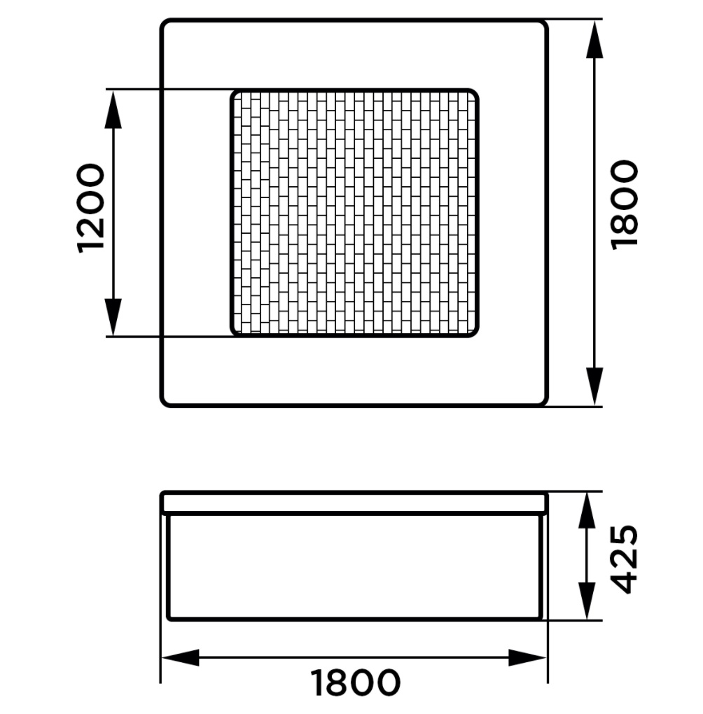 Батут встраиваемый Квадрат 180 Romana