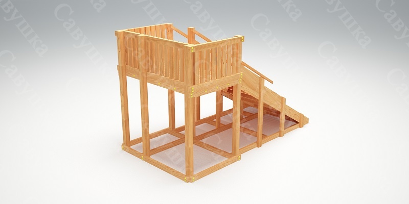 Зимняя деревянная игровая горка Савушка "Зима wood" - 3