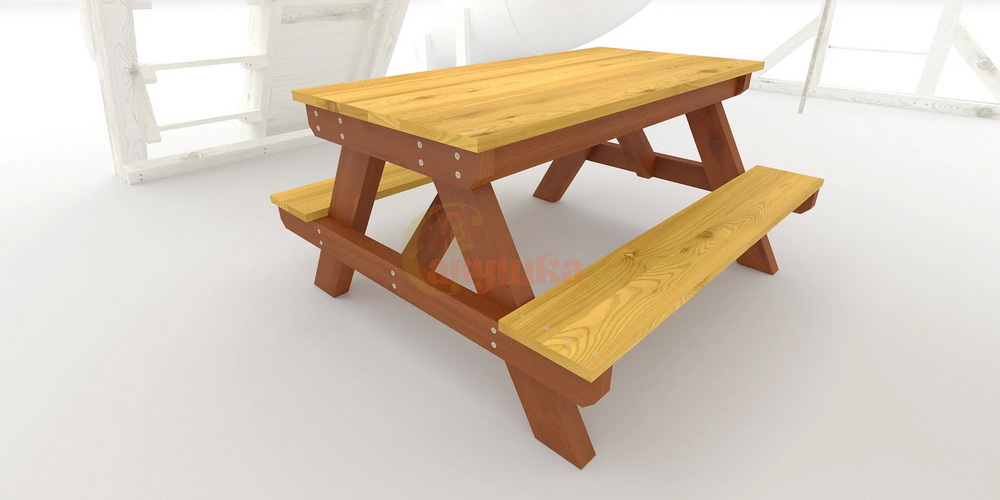 Столик с лавочками отдельностоящий Савушка