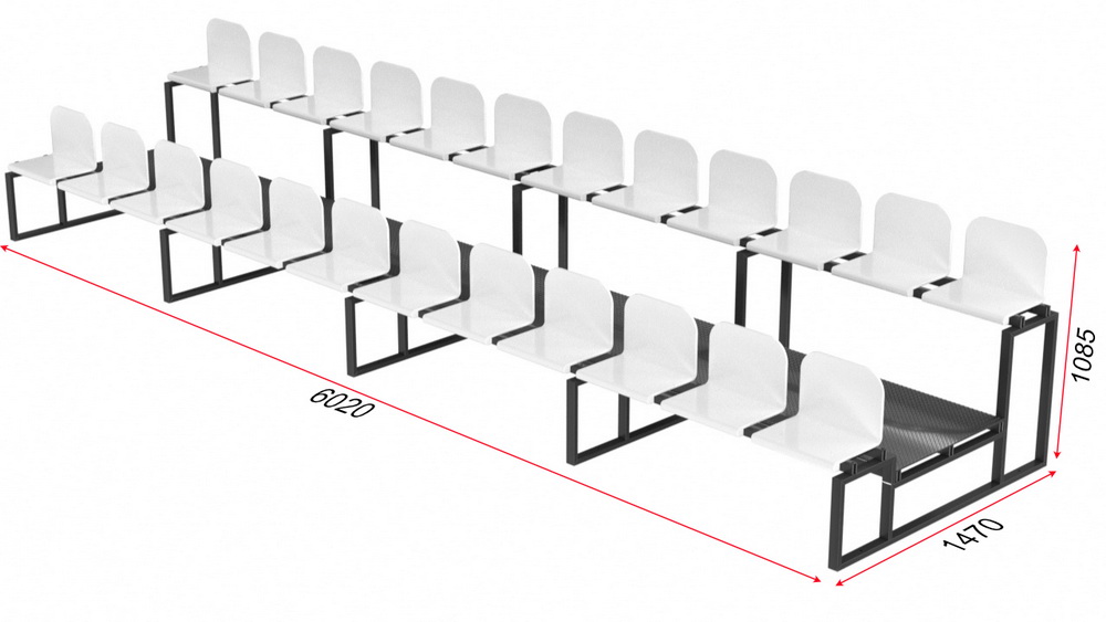 Трибуна с пластиковыми сидениями двухрядная (20.006)