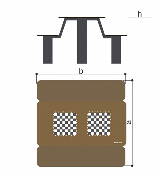 Стол со скамьями с рисунком «Шахматы» Romana 302.34.00-01